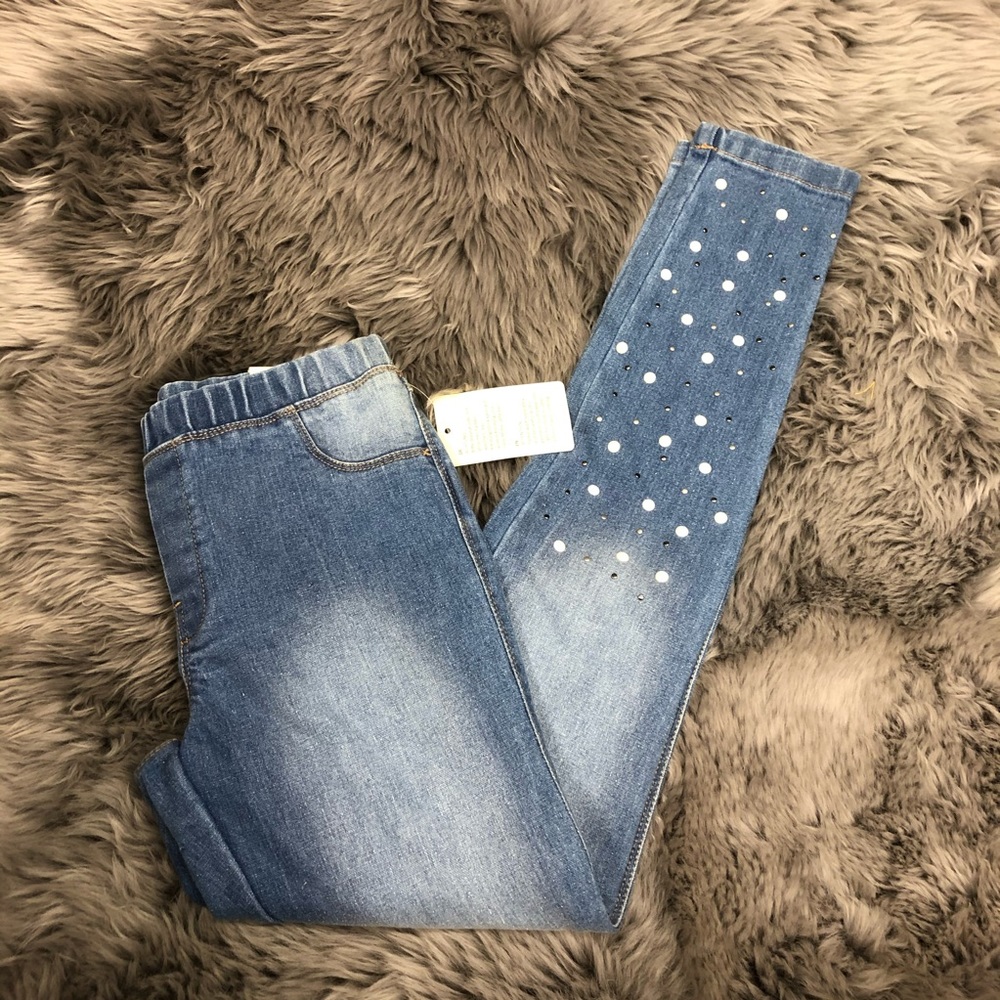 Manguun | Girls Jeans Pearl Stud Design | Size XL